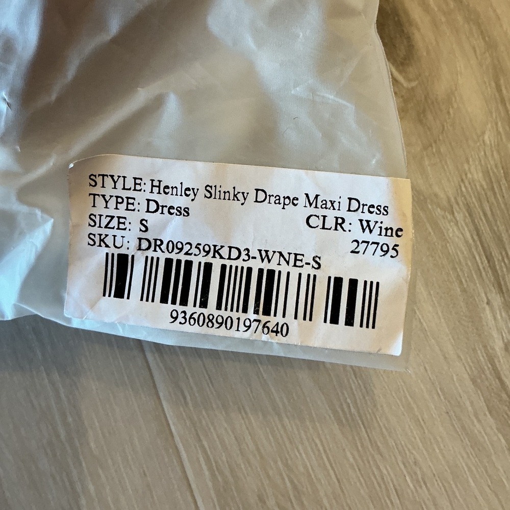 MESHKI Henley Slinky Drape Maxi Dress Wine Small New With Tags - Picture 7 of 8